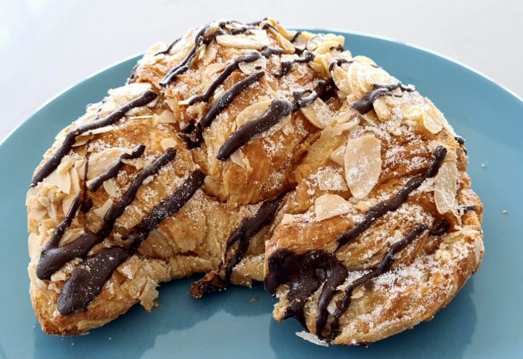 Chocolate almond croissant from Breka Bakery Vancouver