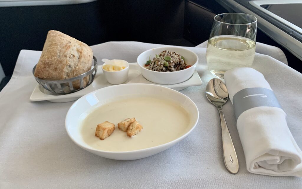 British Airway Flight Toronto to London Business Class Leak and Potato Soup