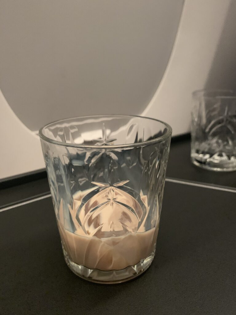 British Airways Business Class Flight San Diego to London Menu Baileys