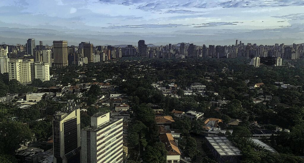 View from the Melia Hotel across Sao Paulo, Brazil