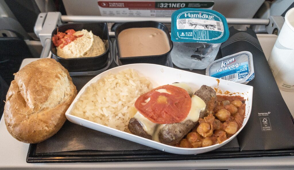 Food on the Turkish Airlines Economy Flight from Manchester to Istanbul