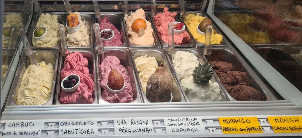 Gelato selection Vero Ipanema Rio de Janeiro Brazil