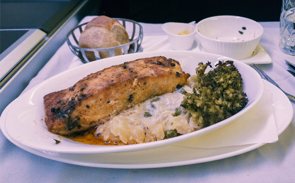 Salmon on British Airways flight Rio de Janeiro to London