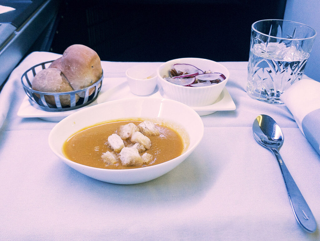 Soup on British Airways flight Rio de Janeiro to London