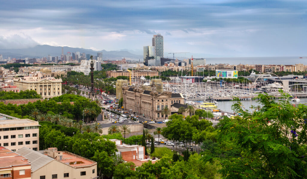 View from Parc Montjuic Barcelona Spain