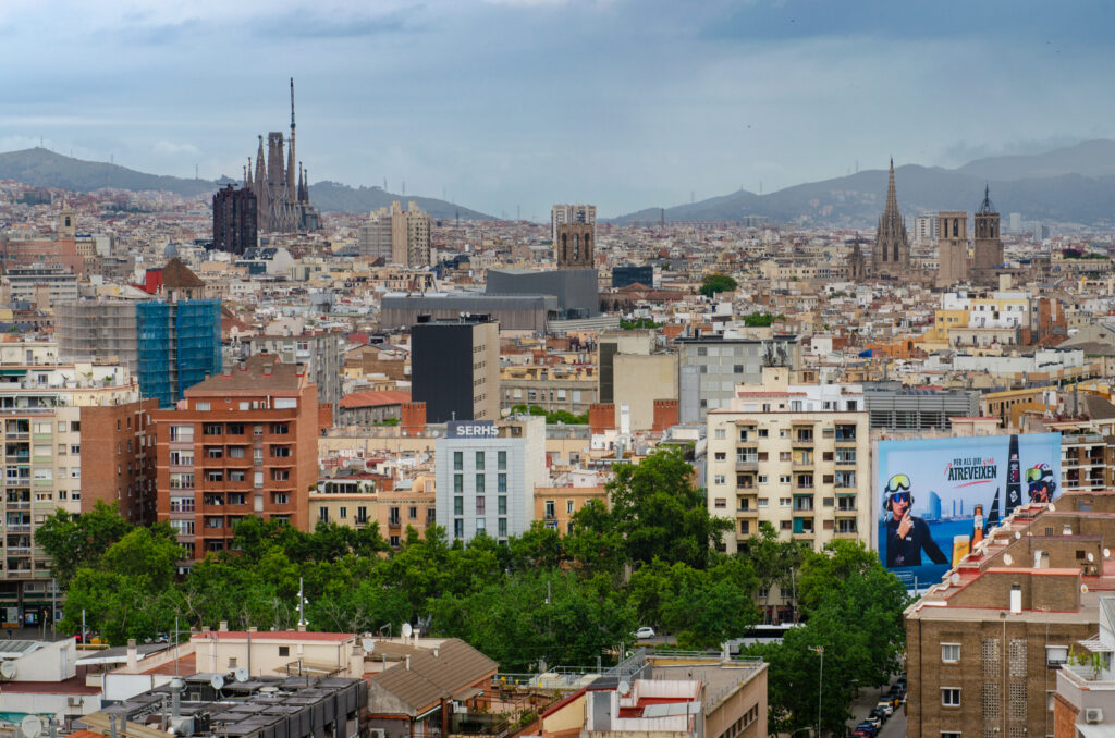 View from Parc Montjuic Barcelona Spain