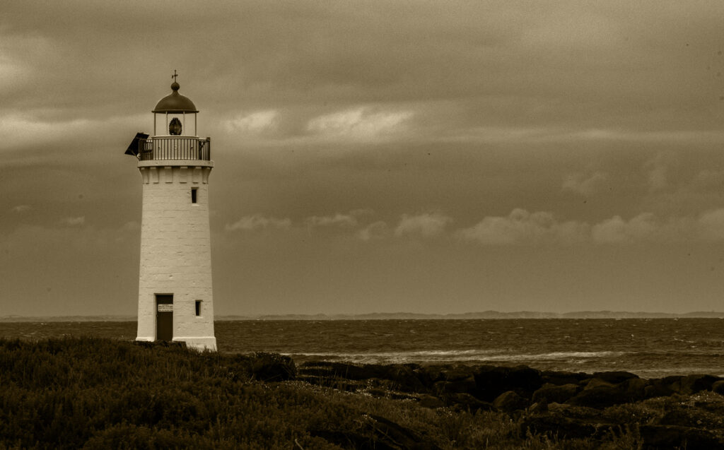 Port Fairy Lighthouse On Griffiths Island Victoria Australia Sepia