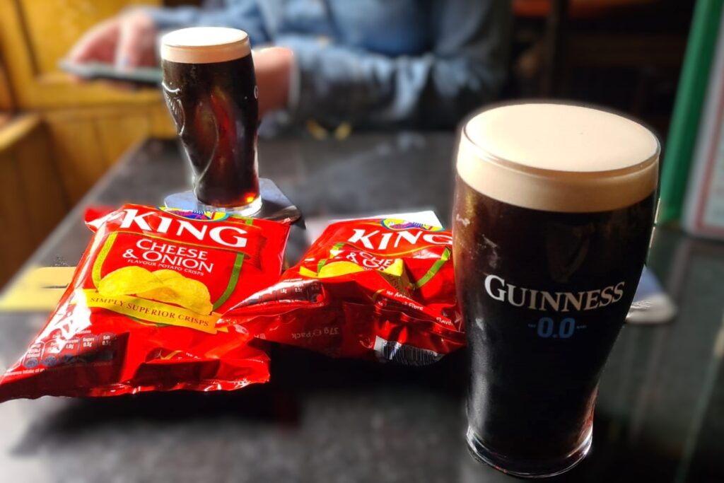 Guinness and Cheese and Onion Crisps at Gibney's, Malahide, Dublin