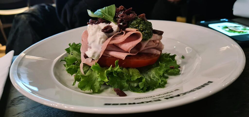 Mortadella Open Sandwich in the American Express Lounge, Stockholm Airport