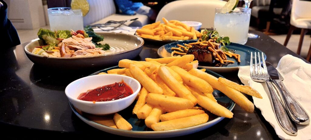 A feast in the Soho Lounge, New York JFK Airport