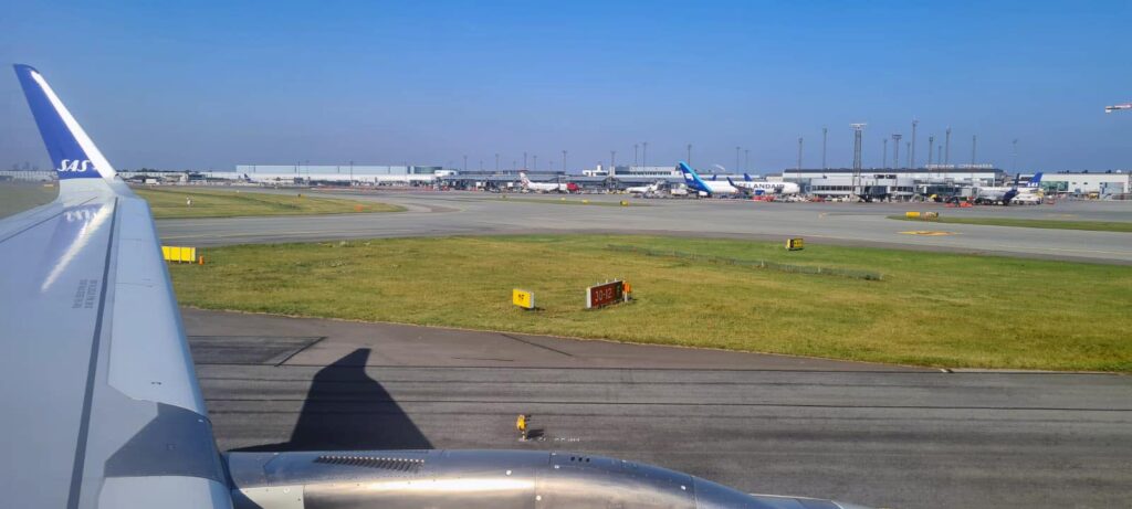 Taking off from Manchester Airport on SAS flight to Copenhagen