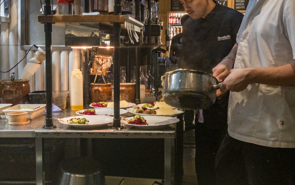 The kitchen view in Meatballs for the People, Stockholm