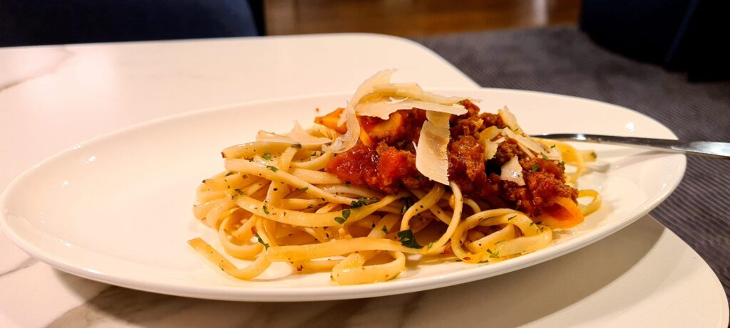 Bolognese in British Airways Lounge Changi Airport, Singapore